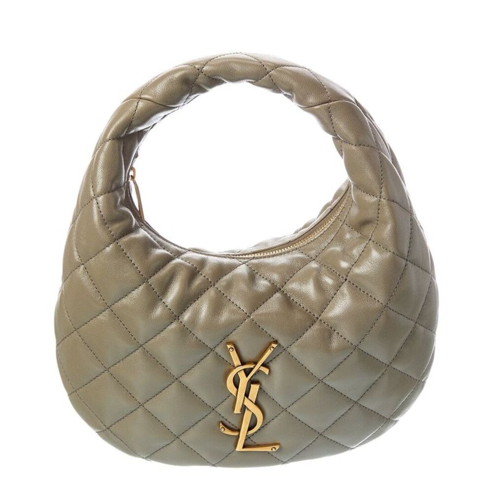 Saint Laurent Icarino Quilted Leather Hobo Bag, Green
